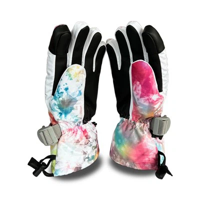 রঙিন ব্লক স্কি গ্লোভস